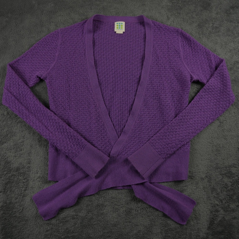 Title Nine Cardigan Women L Purple Washable Wool Wrap Sweater Outdoor Natural